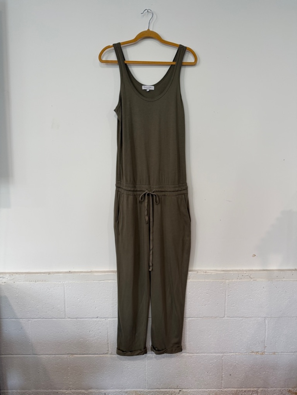 Michael Stars Olive Sleeveless Drawstring Jumpsuit